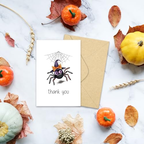 Halloween Thank You Cards - Pack of 24 Spooky Designs with Envelopes