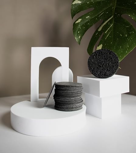 Natural Bamboo Charcoal Facial Cleansing Sponges 50-Count - Gentle Exfoliating & Makeup Remover