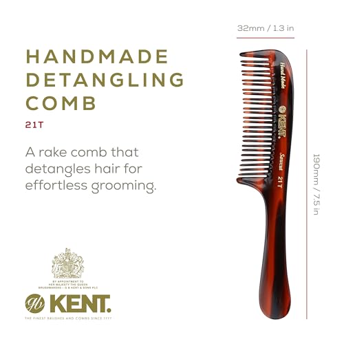 Kent 21T Large Wide Tooth Detangling Comb for Curly and Thick Hair
