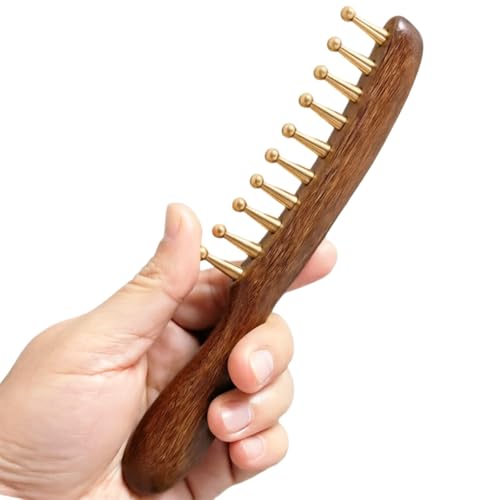 Kintegood Copper & Sandalwood Wide Tooth Scalp Massage Comb - Hair & Relaxation Tool
