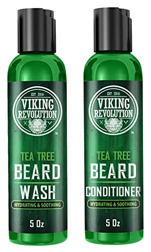 Viking Revolution Beard Wash & Conditioner Set - Tea Tree Oil, 5 oz