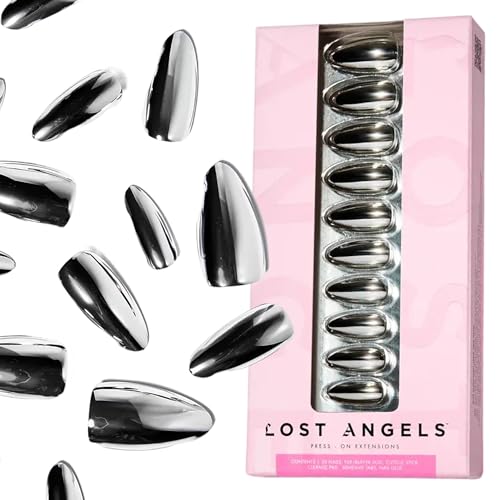 Lost Angels Say Less Chrome Press On Nails - Almond Shape - 30 Count