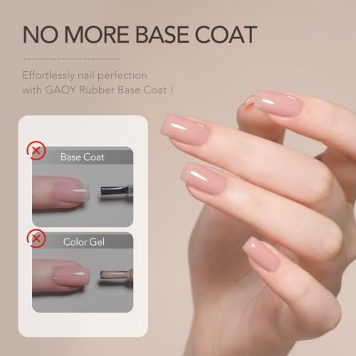 GAOY 6 Colors Rubber Base Gel Set - 2-in-1 Nail Strengthener