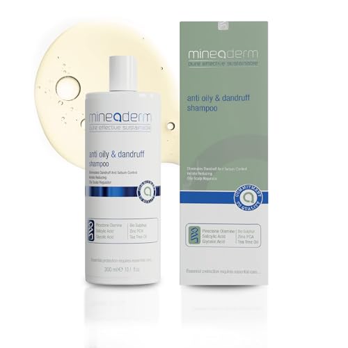 Mineaderm Anti-Dandruff Shampoo for Oily & Itchy Scalp - Vegan, Silicone-Free, Tea Tree & Peppermint - 10.1 fl oz