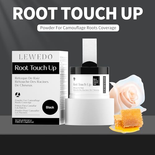Lewedo Hairline Powder 24H Root Touch Up, Black 0.14oz, Natural Look