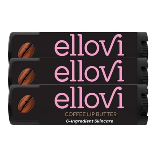 Ellovi Natural Coffee Lip Butter, Vegan Moisturizing Lip Balm (3 Pack)