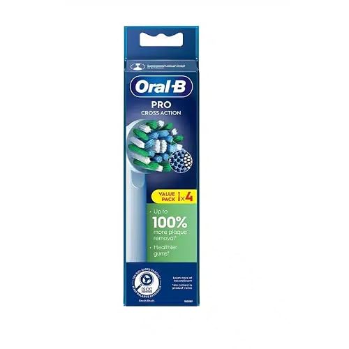 Oral B Cross Action Electric Toothbrush Replacement Brush Heads Refill, 4Count