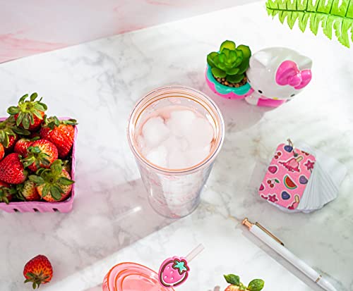 Hello Kitty Strawberry Travel Tumbler with Lid & Straw - 24oz