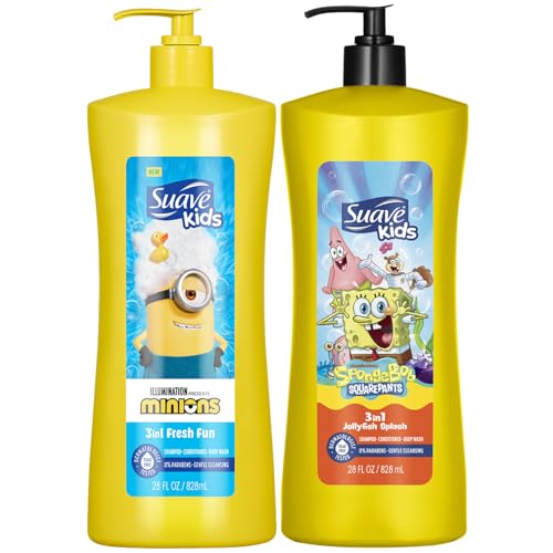 Suave Kids 3-in-1 Body Wash Variety Pack - Minions & SpongeBob 28 Oz