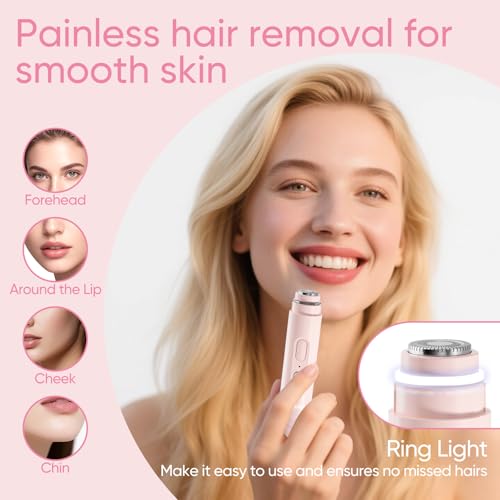 Vankoo 2 in 1 Facial Hair Remover & Eyebrow Trimmer for Women | Electric Face Shaver & Epilator for Face | Painless Flawless Facial Hair Removal for Women, Peach Fuzz & Upper Lip Hair Remover
