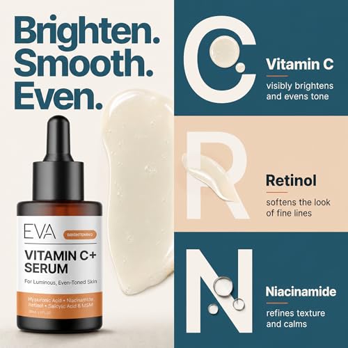 Eva Naturals Vitamin C Serum with Retinol & Niacinamide - 1 oz, Brightening & Anti-Aging