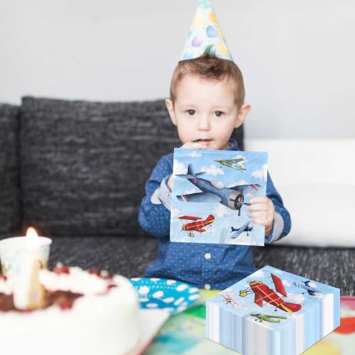 40pcs Airplane Party Napkins - Disposable Birthday Table Decor