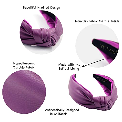 YETASI Orchid Purple Leather Knotted Headband for Women