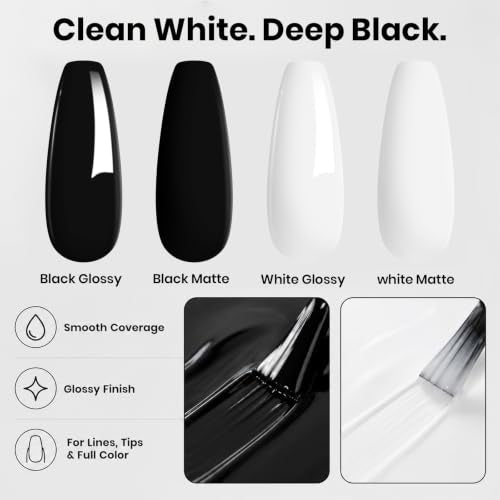 Beetles Q - Creme Black & White Gel Polish Set, 2 x 15ml