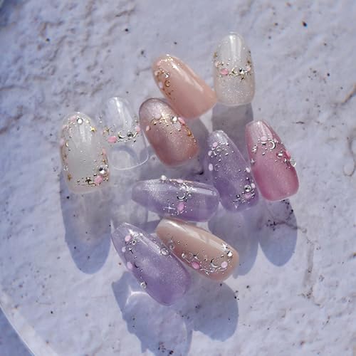 Dornail Gold Ice Crystal French Nail Stickers - Moon & Star Jelly Tips