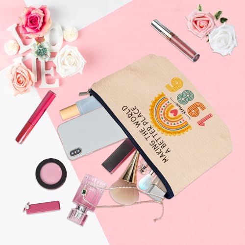 1986 40th Birthday Makeup Bag for Women, Travel Cosmetic Pouch Gift