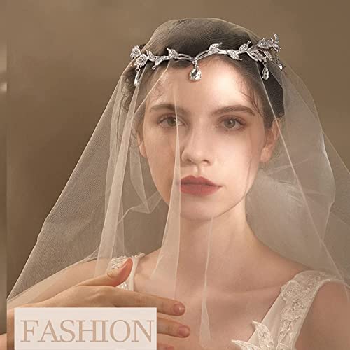 Elegant Rhinestone Leaf Tiara Headband for Bride, Bridesmaid, Crown - Crystal Pendant Wedding Hair Accessory