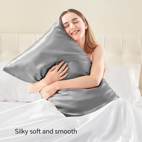 BEDELITE Satin Pillowcases Set of 4 - Standard 20"x26" Grey