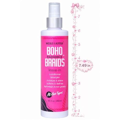 Nicole & Alyssa Leave-In Conditioner Spray for Boho & Crochet Styles, Lightweight Moisturizing Detangler, Curl-Friendly Formula, Frizz Control & Shine, No Rinse, for Human & Synthetic Hair