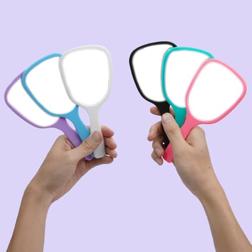 Mini Handheld Mirror Set with Gem Stickers - 6 Pack for Kids