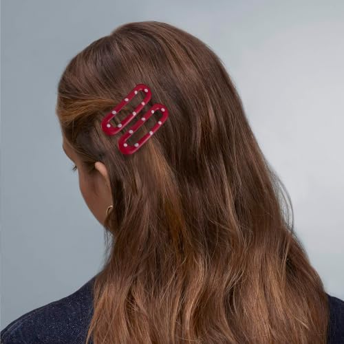 20 Bright Red Rectangle Hair Barrettes for Thin & Fine Hair