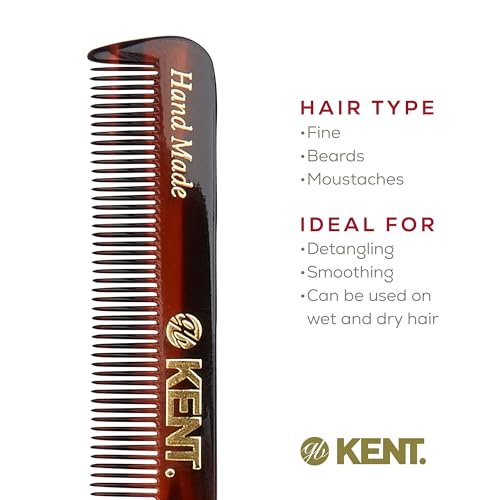 Kent Slim Jim Handmade Fine Tooth Pocket Comb for Hair and Beard
