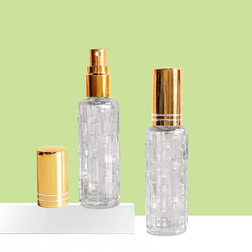 AGENIZ 15ML Gold Glass Refillable Perfume Atomizer Set - 8 Portable Spray Bottles