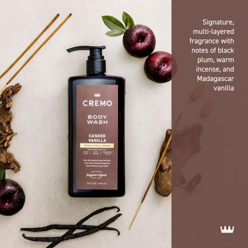 Cremo Casked Vanilla Body Wash for Men, Moisturizing Rich Lather, 32 Fl Oz