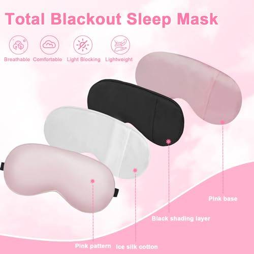 Cavoilu Cooling & Heated Eye Mask - 2 Packs (Black & Pink) for Sleep