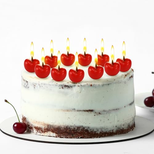 Conelist 15 Pcs Cherry Cake Toppers - Cute Soy Wax Candles
