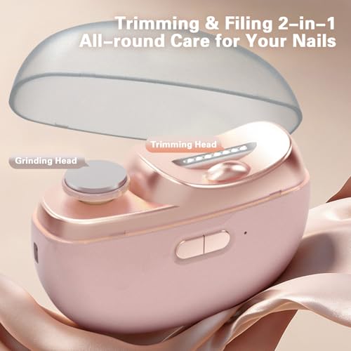 2-in-1 Electric Nail Clipper & Polisher - Rechargeable, Pink