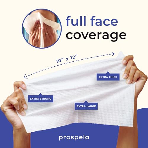 Prospela XL Disposable Face Towels – 50 Biodegradable Wipes for Makeup Removal