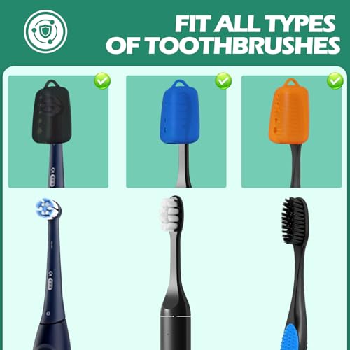 Lapfoon Silicone Toothbrush Covers - 8 Pack for Manual & Electric Brushes