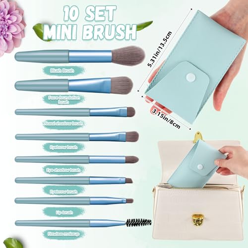 SiliFine 20 Pcs Travel Makeup Brush & Sponge Set with Blue Bag - Compact & Portable