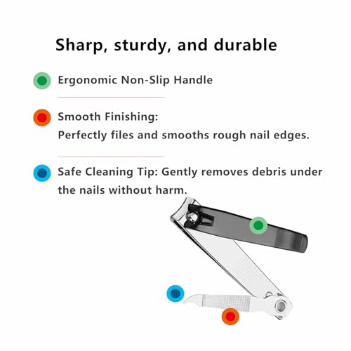 Stainless Steel Nail Clippers Set - Fingernail & Toenail Cutters with File