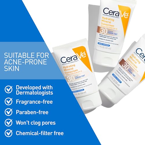 CeraVe Tinted Sunscreen for Face, SPF 30, Medium, 1.7oz