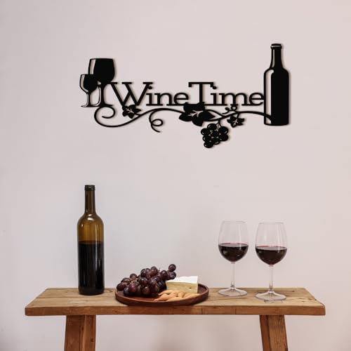 Vintage Farmhouse Wine Bar Metal Wall Art Sign - 16x8 Inches
