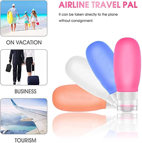 Teapile 4-Pack 3oz Leak-Proof Silicone Travel Bottles with Toiletry Bag