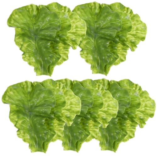 15 Pcs Faux Lettuce Leaf Models for Kitchen Decor & Food Display