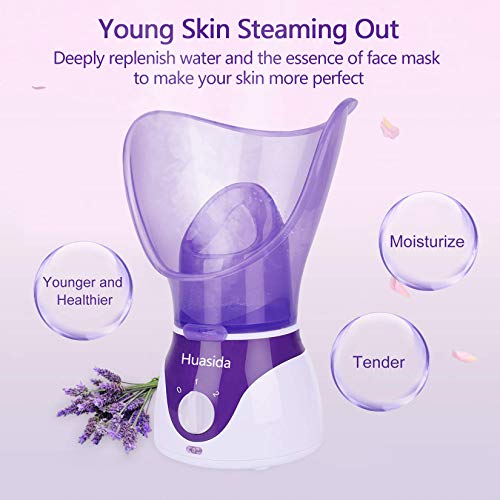 Huasida Purple Facial Steamer Personal Steam Inhaler for Skin Hydration & Rejuvenation