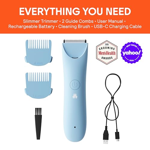 MERIDIAN Slimmer Trimmer ? Electric Bikini Line & Pubic Hair Trimmer for Women, Body Hair Groomer for Intimate Areas, Legs & Underarms, Waterproof & Rechargeable, Sky