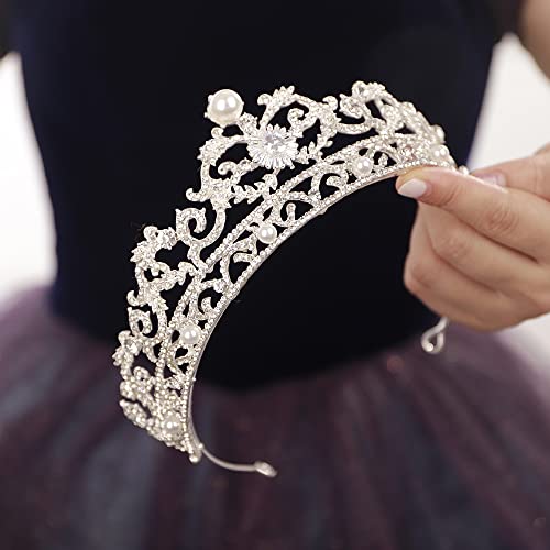 Baroque Pearl Tiara & Queen Crown for Wedding, Prom, and Pageant