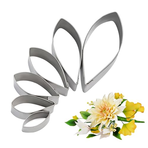 KALAIEN 6-Piece Dahlia Sugar Flower Cutter Set for Cake Decorating