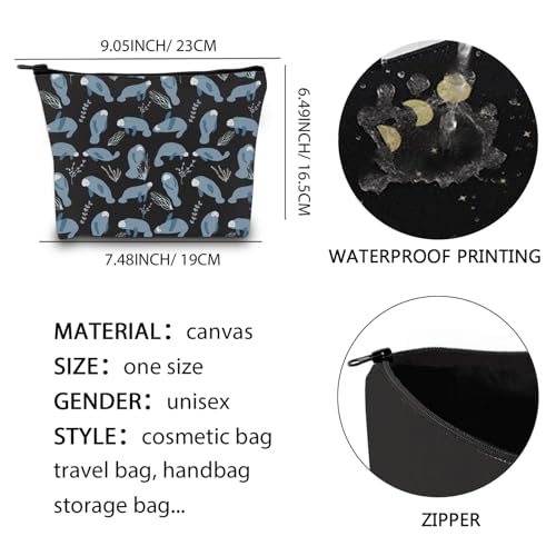 Manatee Cosmetic Makeup Bag - Waterproof Animal Print for Travel