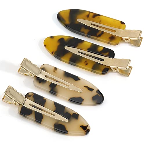 Canitor Leopard No Bend Hair Clips - Women's Resin Tortoise Shell Hairpins (4 Pack)