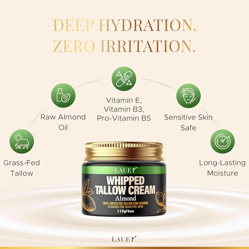 Lauer Cosmetic Whipped Tallow Face & Body Moisturizer 4 oz Almond Scent - Pack of 1