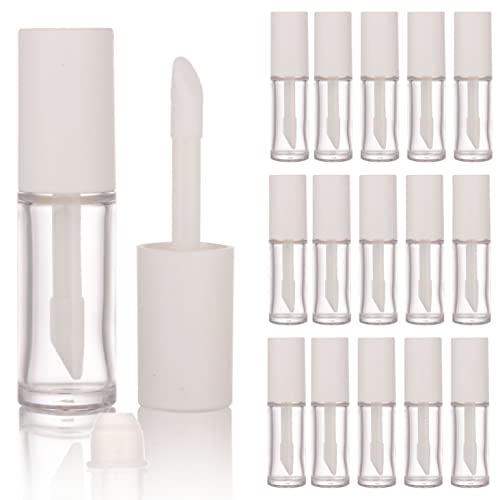 COSIDEA White 15PCS 10ml Lip Gloss Tube Set with Brush Applicator for DIY Lip Products