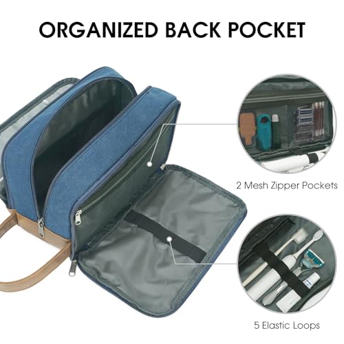 WANDF Blue Travel Toiletry Bag for Men - Canvas Dopp Kit