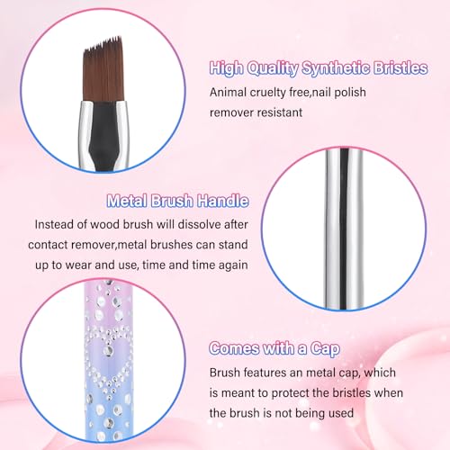 INENK Blue Nail Clean Up Brushes Set - 3 Pcs Precision Cuticle & Polish Remover Tools