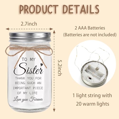 Mason Jar Night Light for Sister - Heartfelt Home Decor Gift